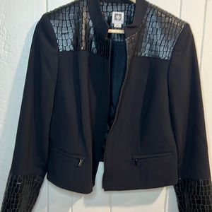 Anne Klein Black Faux Leather Shoulder and Wrist